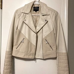 Express XS cream colored biker jacket